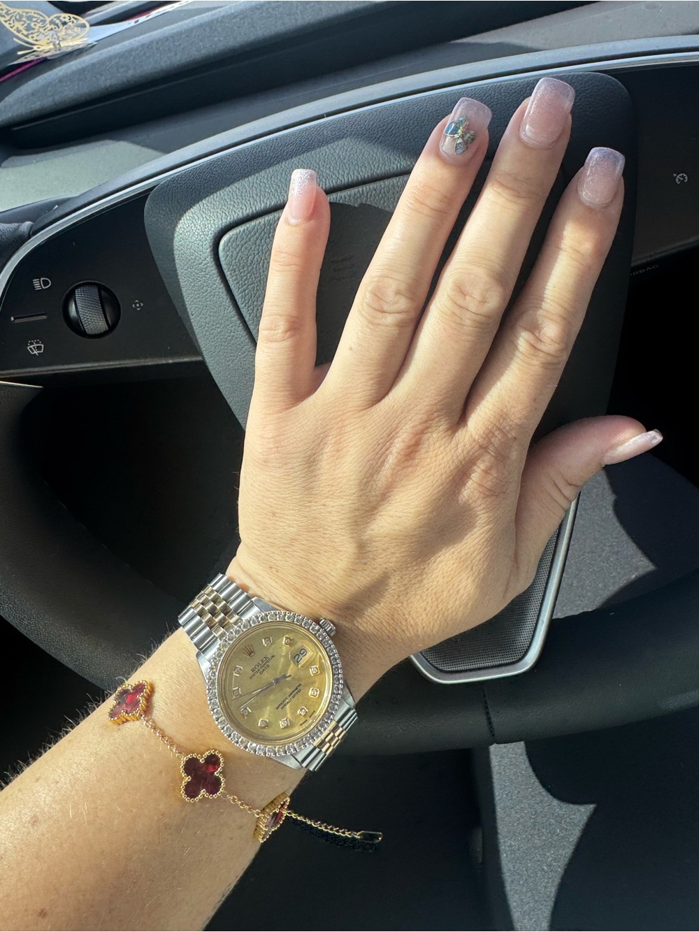 Rolex Women’s Two-Tone Gold Dial Watch with Crystal Bezel